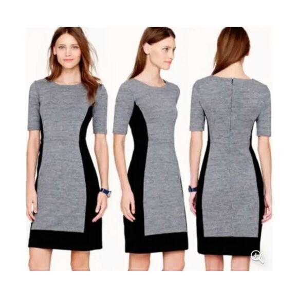 J. Crew Gray & Black Colorblock Ponte Jersey Knit Sheath Dress, 2 - Picture 2 of 12